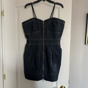 Denim Strapless Dress. Top 19” length 27”. it does stretch